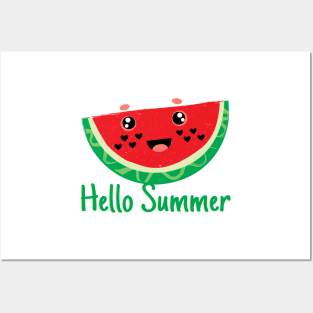 Hello Summer Cute Colorful Watermelon Posters and Art